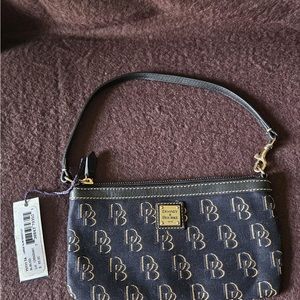 New D&B TA Large Slim Wristlet Blue/Gold